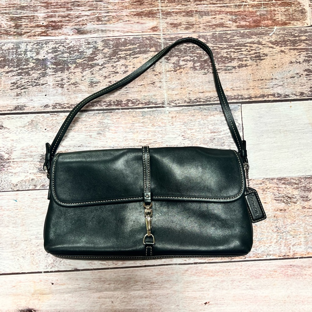 Coach small leather black bag